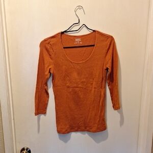Dress Barn Orange Fitted 3/4 Sleeve Blouse